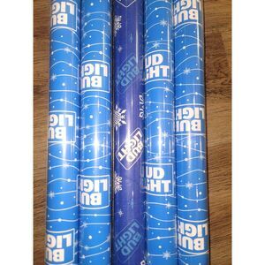 5 Rolls BUD LIGHT Beer Premium Gift-Wrapping Paper All New